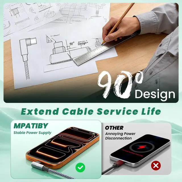 Alt view image 2 of 7 - USB C Splitter Multi Charging Cable, Right Angle USB A/C to USB C Cable,4 in 2 Multiple Nylon Braided Car Charger Cord with 4 Type-C Connectors Compatible with iPhone 17 16 Pro Max/Tablets-1Pack 5Ft.