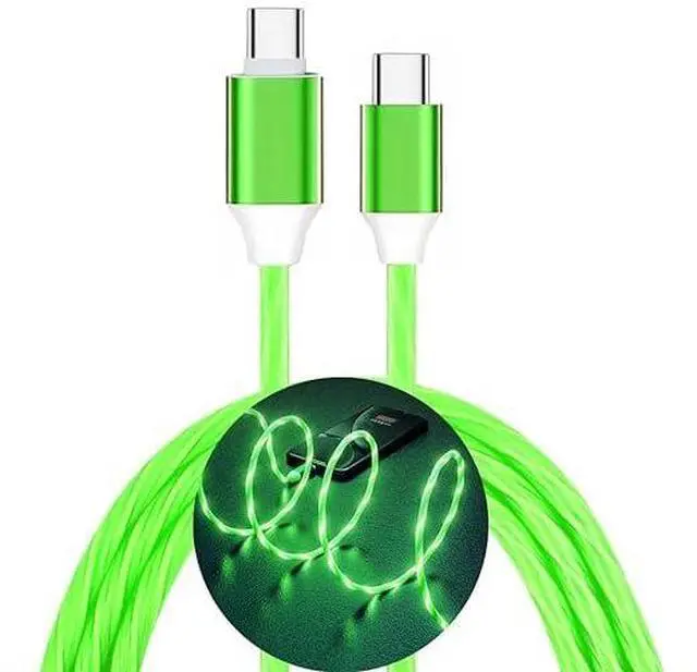 Main image of 3.3FT 60W/3A Light up USB C to USB C Cable Fast Charging Cable LED Type C Charger Cord for iPhone 15 Series,MacBook Air,iPad Pro,Pixel,Samsung Galaxy S23/S24(Green)