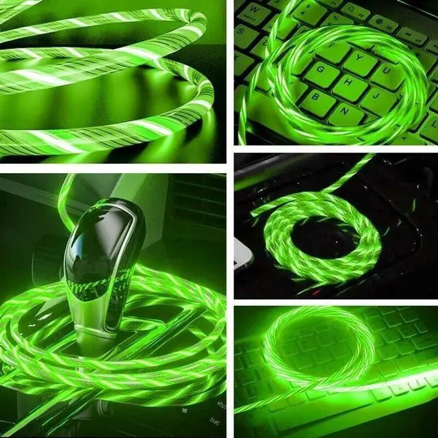 Alt view image 5 of 5 - 3.3FT 60W/3A Light up USB C to USB C Cable Fast Charging Cable LED Type C Charger Cord for iPhone 15 Series,MacBook Air,iPad Pro,Pixel,Samsung Galaxy S23/S24(Green)