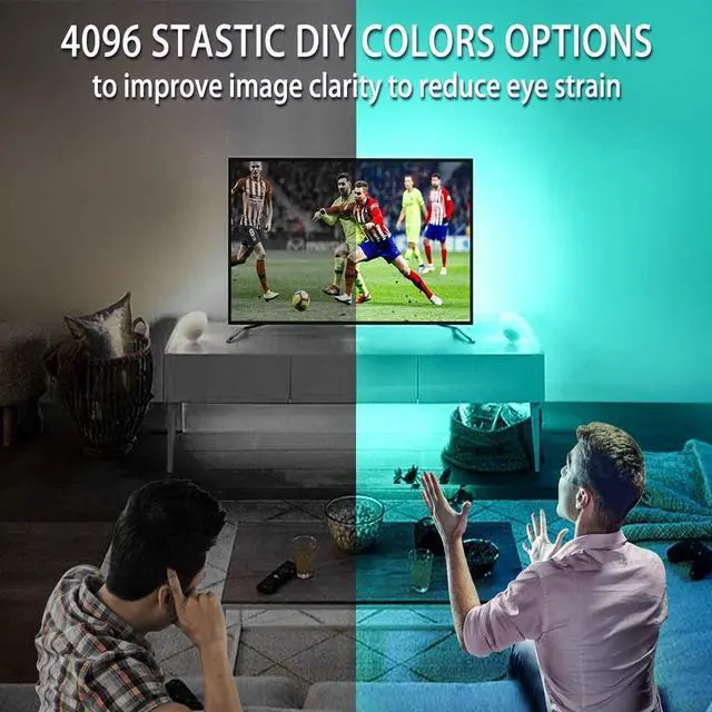 Alt view image 4 of 6 - LED Lights - 14.8ft RGB LED Strip for 60-70in TV, 4096 DIY Colors Options, Smart Ambient Lighting for Bedroom & Gaming Room Decor