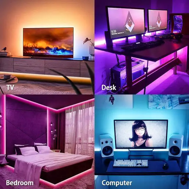 Alt view image 2 of 6 - LED Lights - 14.8ft RGB LED Strip for 60-70in TV, 4096 DIY Colors Options, Smart Ambient Lighting for Bedroom & Gaming Room Decor