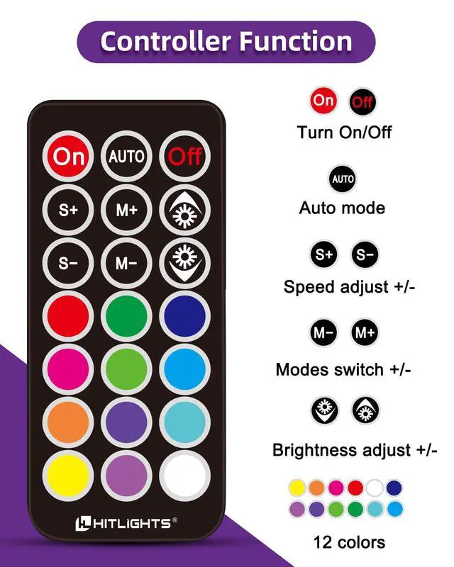 Alt view image 5 of 7 - 32.8ft LED Strip Lights, HitLights RGB 5050 Color Changing LED Light Kit Ultra Brighter 300LEDs Flexible Light Strips with RF Remote and UL Power Supply for Home Room Party TV Bedroom