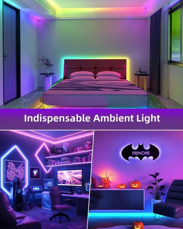 Alt view image 6 of 7 - 32.8ft LED Strip Lights, HitLights RGB 5050 Color Changing LED Light Kit Ultra Brighter 300LEDs Flexible Light Strips with RF Remote and UL Power Supply for Home Room Party TV Bedroom