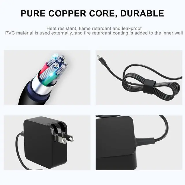 Alt view image 2 of 7 - 65W USB C Laptop Charger Compatible with Microsoft Surface Pro 12 11
