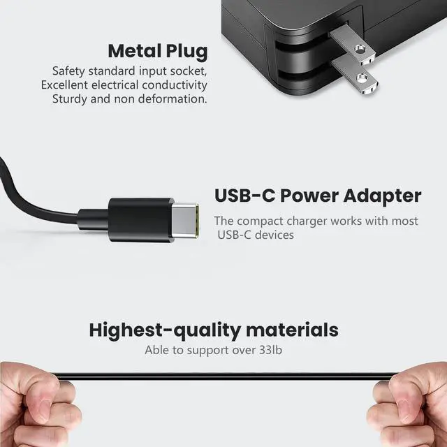 Alt view image 3 of 7 - 65W USB C Laptop Charger Compatible with Microsoft Surface Pro 12 11