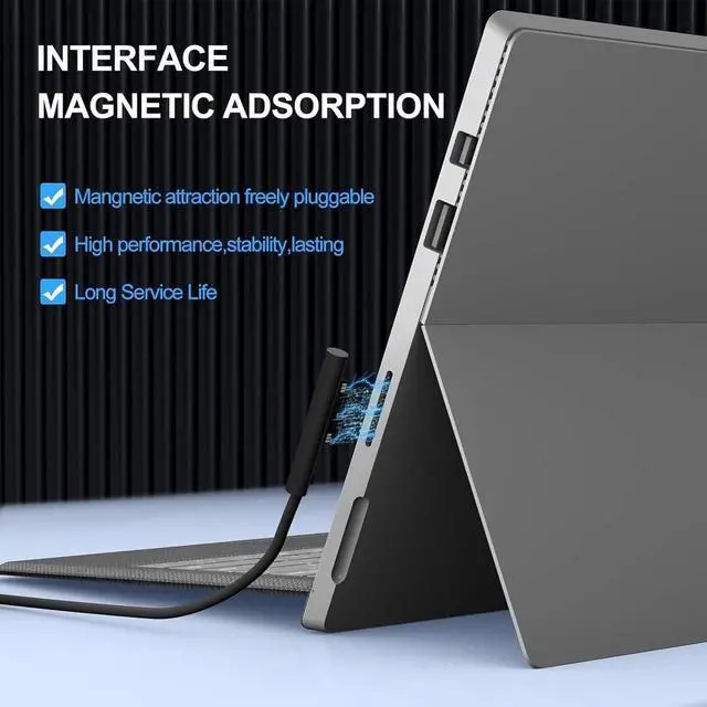 Alt view image 3 of 7 - Surface Pro Charger 65W, Surface Laptop Charger Compatible with Microsoft Surface Pro 11/10/9/8/7+/7/6/5/4/X, Surface Laptop 7/6/5/4, Surface Book 3/2, Surface Go 3/2/1 with 8.8ft Power Cord