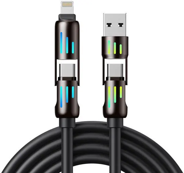 Main image of 4 in 1 Charging Cable, MAX 240W 4 in 1 Charging Cable with USB A+Type C Multi Charger for iPhone 16 15 14 13, for Samsung Galaxy S25 S24, for MacBook, for iPad Tablets, 4ft/1.2m