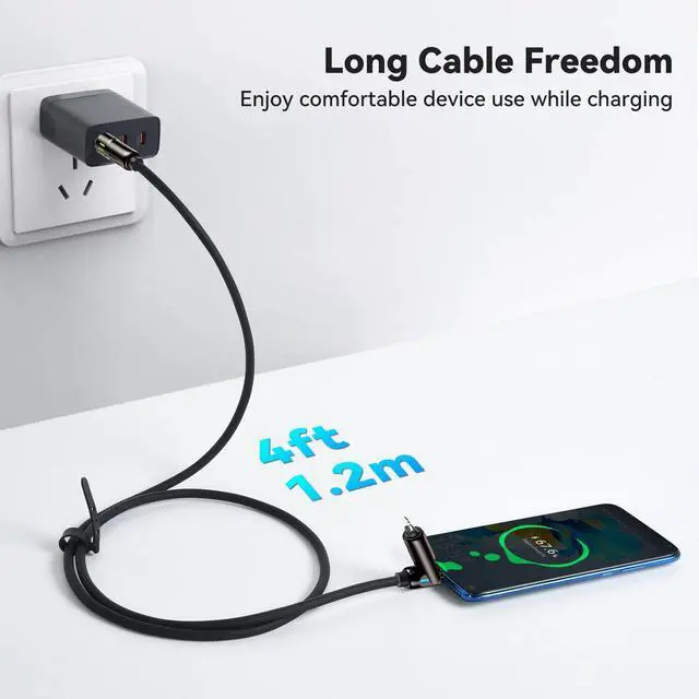 Alt view image 5 of 7 - 4 in 1 Charging Cable, MAX 240W 4 in 1 Charging Cable with USB A+Type C Multi Charger for iPhone 16 15 14 13, for Samsung Galaxy S25 S24, for MacBook, for iPad Tablets, 4ft/1.2m