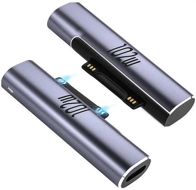 Main image of 2Pack Magnetic Charger for Surface - 102W USB-C Female to Magnetic Male Charging Adapter, Type-C PD Power Charger Accessory for Microsoft Pro, Surface-Book, Surface-Go, Surface-Laptop, Surface-Duo 2