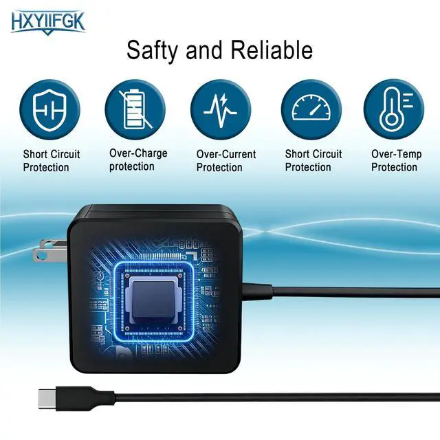 Alt view image 5 of 7 - 65W USB C Adapter Compatible with Microsoft Surface Pro 12 (2025) 11 10 9,Surface Pro 13" (OLED) Snapdragon X Elite,Surface Pro 2-in-1 13" Laptop/Tablet (2024) Copilot+ PC Adapter Type C Fast Charger