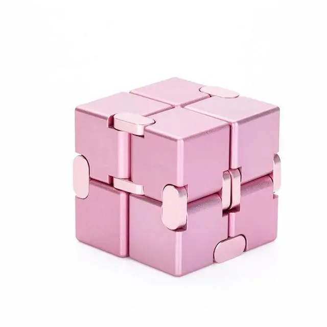 Main image of Infinity Cube Fidget Toys Aluminum Metal Stress Relief Finger Toys - Metal Infinity Cube Prime for Stress and Anxiety Relief/ADHD (Pink)