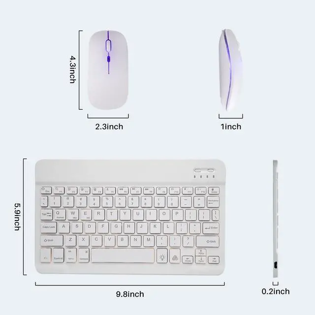 Alt view image 6 of 7 - Bluetooth Keyboard and Mouse Combo for iPad - Rechargeable Wireless Keyboard & Mouse with 7-Color Backlit Compatible with iPad 9th/8th Gen, iPad Pro/Air/Mini, iPhone14/13/12 Pro, White