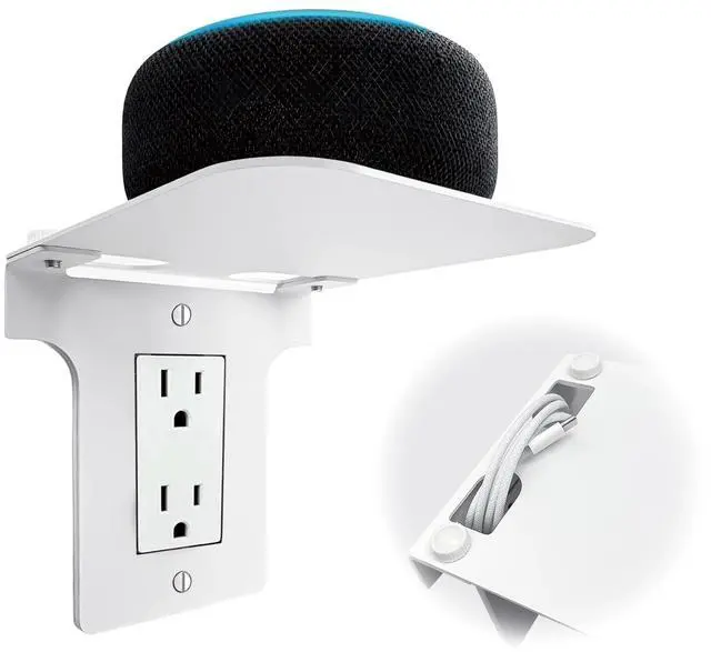 Main image of Metal Outlet Shelf with Built-in Cable Management, No-Drill Wall Organizer for Bathroom and Kitchen, Ideal for Electric Toothbrush and Small Essentials, Fits Vertical Decora Outlets, 1-Pack