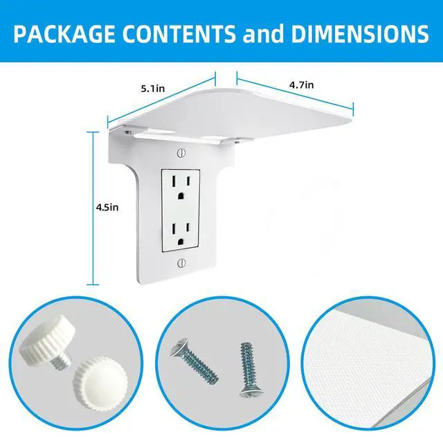 Alt view image 4 of 6 - Metal Outlet Shelf with Built-in Cable Management, No-Drill Wall Organizer for Bathroom and Kitchen, Ideal for Electric Toothbrush and Small Essentials, Fits Vertical Decora Outlets, 1-Pack