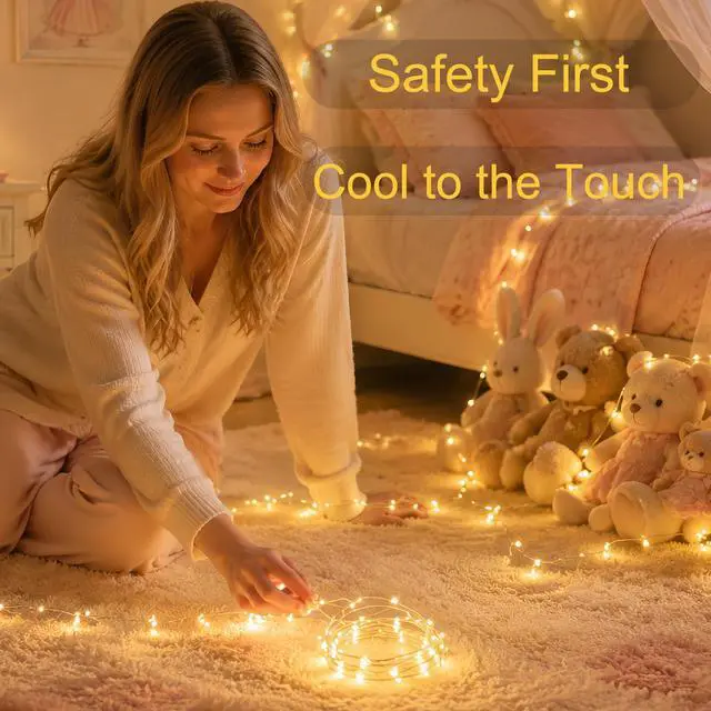 Alt view image 3 of 7 - Fairy Lights USB Plug in, 33ft 100 LED String Lights with Remote and Timer, 8 Modes Dimmable Twinkle Lights for Bedroom, Aesthetic Dorm Room Decor, Wedding, Party, Christmas, Warm White