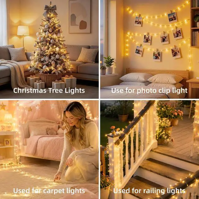 Alt view image 6 of 7 - Fairy Lights USB Plug in, 33ft 100 LED String Lights with Remote and Timer, 8 Modes Dimmable Twinkle Lights for Bedroom, Aesthetic Dorm Room Decor, Wedding, Party, Christmas, Warm White