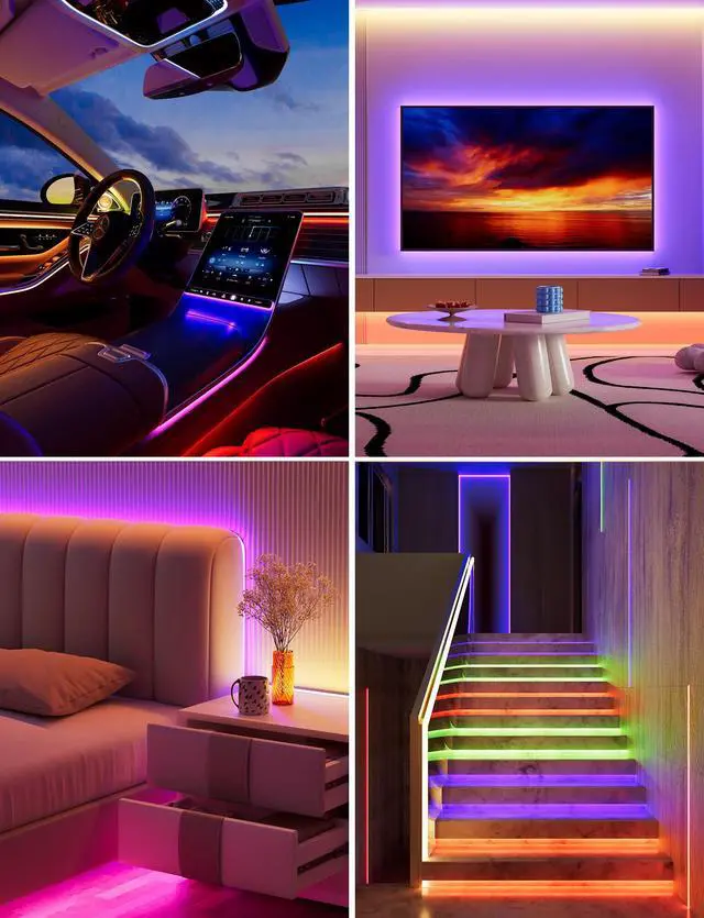 Alt view image 7 of 7 - 5V USB RGB COB LED Strip Light,9.84ft/3m Tape Lights,RF & App Control,Music Sync,Ultra Bright Color Changing Lighting,UL-Listed,Cuttable & Flexible for Bedroom,Kitchen,Desk,Party,Home Decor