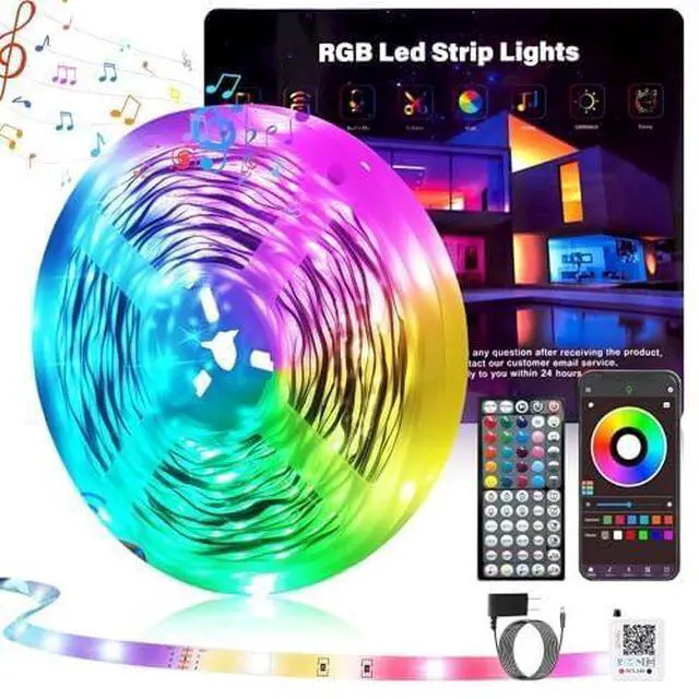 Main image of 65.6FT Led Lights for Bedroom, Color Changing RGB Led Strip Lights Indoor, Music Sync Led Light Strip with Remote and App Control, DIY Led lights for Room Home Decor Ambient Lighting (1*65.6FT)