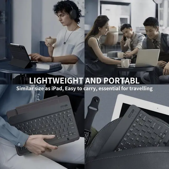 Alt view image 2 of 7 - Bluetooth Keyboard & Mouse Combo for iPad - Rechargeable RGB Wireless Set with 7-Color Backlit, Compatible with iPad 10th/9th/8th Gen, iPad Pro/Air/Mini (Black).