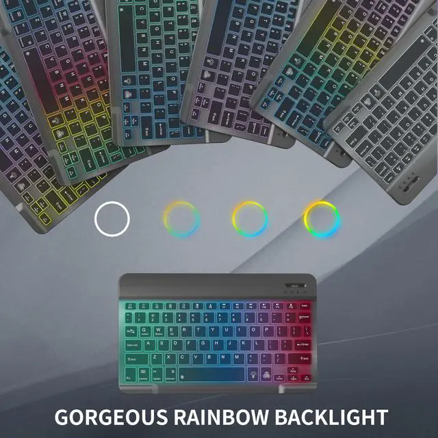 Alt view image 5 of 7 - Bluetooth Keyboard & Mouse Combo for iPad - Rechargeable RGB Wireless Set with 7-Color Backlit, Compatible with iPad 10th/9th/8th Gen, iPad Pro/Air/Mini (Black).