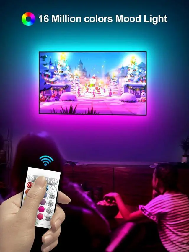 Alt view image 2 of 6 - LED Lights for TV, 18FT TV LED Backlight, for 40-75 Inch TV, Music Sync TV LED Light with Bluetooth Function - RGB Color Changing Light Strip for Bedroom (18ft)