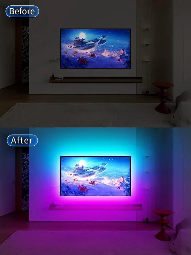 Alt view image 5 of 6 - LED Lights for TV, 18FT TV LED Backlight, for 40-75 Inch TV, Music Sync TV LED Light with Bluetooth Function - RGB Color Changing Light Strip for Bedroom (18ft)