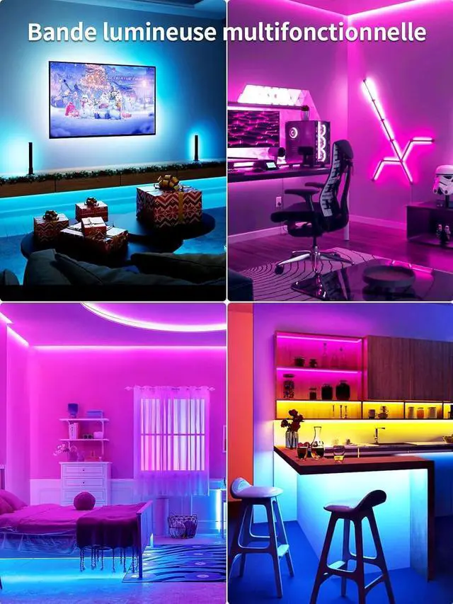 Alt view image 6 of 6 - LED Lights for TV, 18FT TV LED Backlight, for 40-75 Inch TV, Music Sync TV LED Light with Bluetooth Function - RGB Color Changing Light Strip for Bedroom (18ft)
