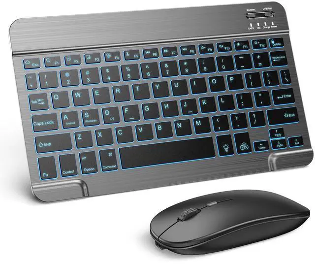 Main image of Bluetooth Keyboard and Mouse Combo for iPad, 7-Color Backlit Rechargeable Wireless Keyboard & Mouse Compatible with iPad 9th/8th Gen, iPad Pro/Air/Mini and ipadOS 13 and Above (Space Grey)