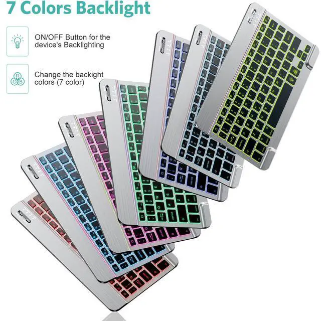 Alt view image 3 of 7 - Bluetooth Keyboard and Mouse Combo for iPad, 7-Color Backlit Rechargeable Wireless Keyboard & Mouse Compatible with iPad 9th/8th Gen, iPad Pro/Air/Mini and ipadOS 13 and Above (Space Grey)
