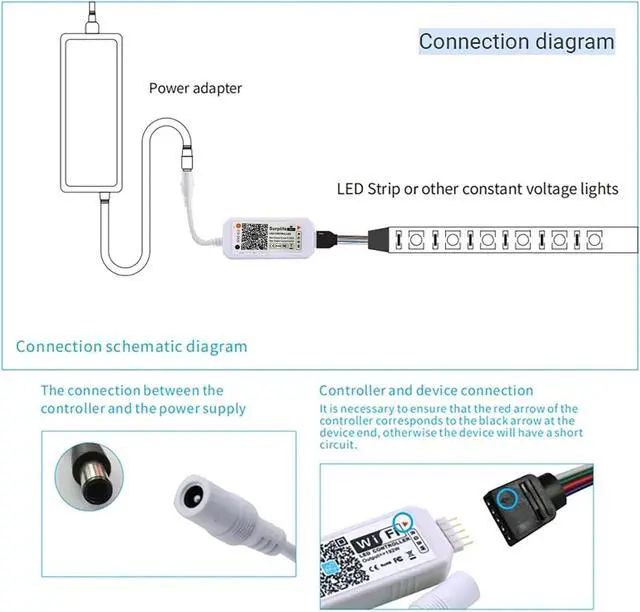 Alt view image 3 of 7 - LED WiFi Controller, RGBW Led Light Strip Voice Dimmer from Alexa & Google Home, WiFi Wireless Smart Controller with Surplife App via iOS or Android Smartphone DC12-24V (Rgbw)