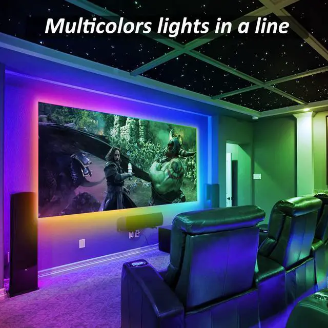 Alt view image 2 of 7 - LED Strips Lights USB Powered Rainbow Chasing RGB LED Lights Strip LED TV Backlight Strip with 17-Key RF Remote Color Changing Strip Lights Waterproof IP65 LED Rope Lights LED Lights 2M 6.54FT