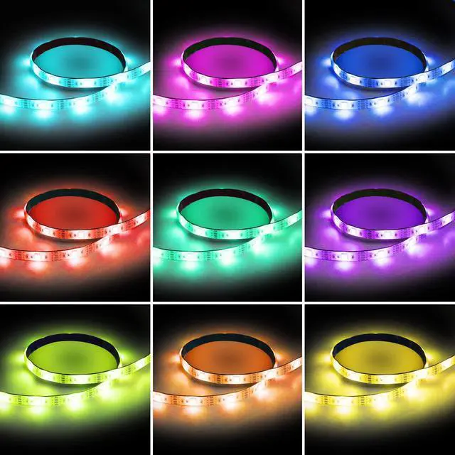 Alt view image 5 of 7 - LED Strips Lights USB Powered Rainbow Chasing RGB LED Lights Strip LED TV Backlight Strip with 17-Key RF Remote Color Changing Strip Lights Waterproof IP65 LED Rope Lights LED Lights 2M 6.54FT