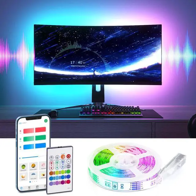 Main image of TV LED BacklightLED Light for TV with Remote Control, 4096 DIY Colors Led Strip Lights for 32-58 Inch TV, Gaming and Home Decor, Bluetooth App Control, Music Sync, USB Powered.