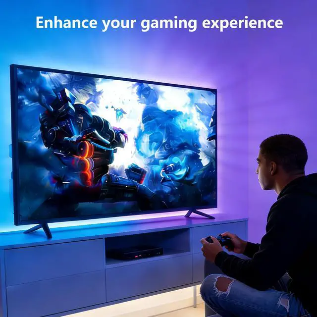 Alt view image 4 of 7 - TV LED BacklightLED Light for TV with Remote Control, 4096 DIY Colors Led Strip Lights for 32-58 Inch TV, Gaming and Home Decor, Bluetooth App Control, Music Sync, USB Powered.