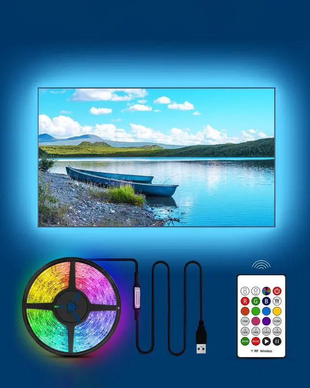 Main image of TV Backlight 55 inch, 11.5Ft Led Strip Lights USB Powered with Remote -Curve Design Sync on/Off with TV, Changing LED Background Bias Lighting for Living Room Decor, Gaming Decor