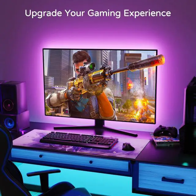 Alt view image 3 of 7 - TV Backlight 55 inch, 11.5Ft Led Strip Lights USB Powered with Remote -Curve Design Sync on/Off with TV, Changing LED Background Bias Lighting for Living Room Decor, Gaming Decor