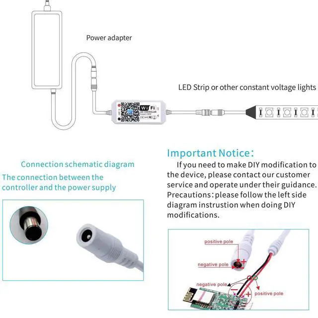Alt view image 2 of 5 - Smart Single Color LED Lights Strip Controller WiFi Bluetooth Light 5050 2835 Control Box Compatible with Alexa Google Home siri(1)