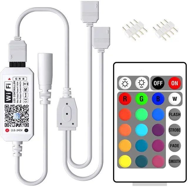 Main image of WiFi Smart LED Controller, 24-Key Remote for RGB LED Strip Lights