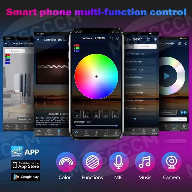 Alt view image 2 of 7 - WiFi Smart LED Controller, 24-Key Remote for RGB LED Strip Lights