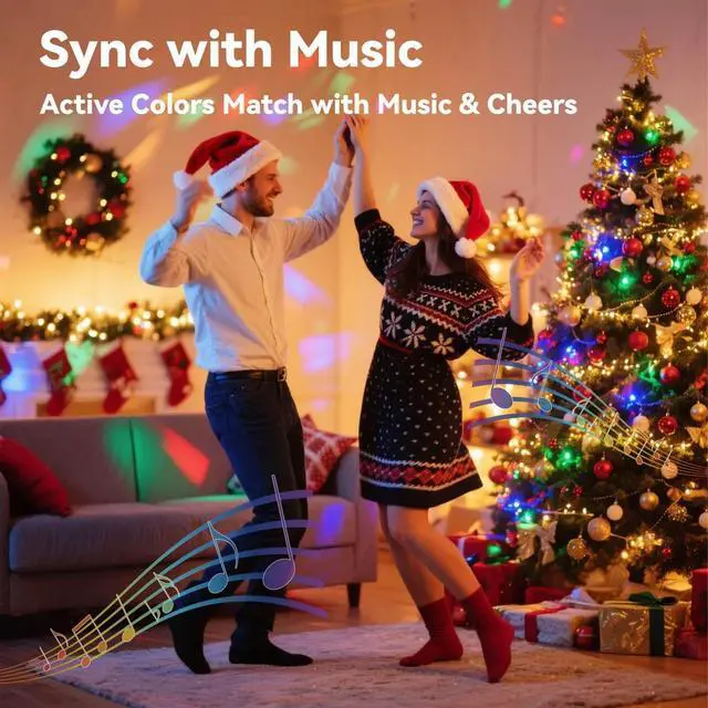 Alt view image 2 of 7 - AI Smart Color Changing Fairy Lights, 32.8ft RGB+IC Offline Voice Control Light Twinkle No App/No WiFi Required,Dimmable Xmas Music Sync Lights for Kids Bedroom, Party, 7 Colors & 13 Lighting Modes