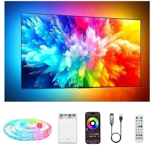 Main image of Battery Powered Led Strip Lights, 1x6.56Ft (2m,One Sets of Strip Light with 3 AA Battery Box/USB RGB LED Lights, Remote and APP Control