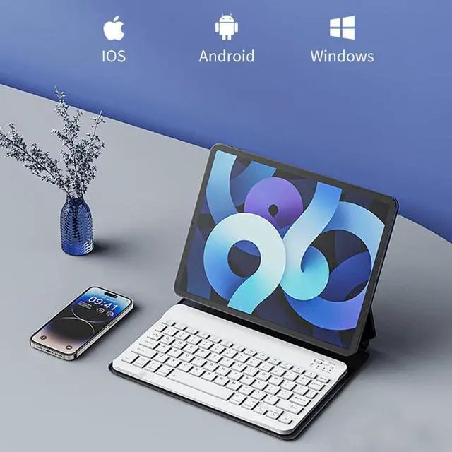 Alt view image 5 of 7 - Bluetooth Keyboard for iPad, Rechargeable Portable 10 inch Wireless Keyboard for iPhone, iPad mini, Samsung Tablets Keyboards Ultra-Slim, Travel Office Computer Accessories