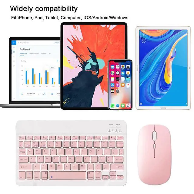 Alt view image 2 of 7 - Bluetooth Keyboard and Mouse Combo for iPad, 10 inch Wireless Keyboard & Mouse, Ultra-Slim Portable Rechargeable Keyboard for iPad Pro Air Mini iPhone Samsung Tablet, iPhone15/14/13 Pro