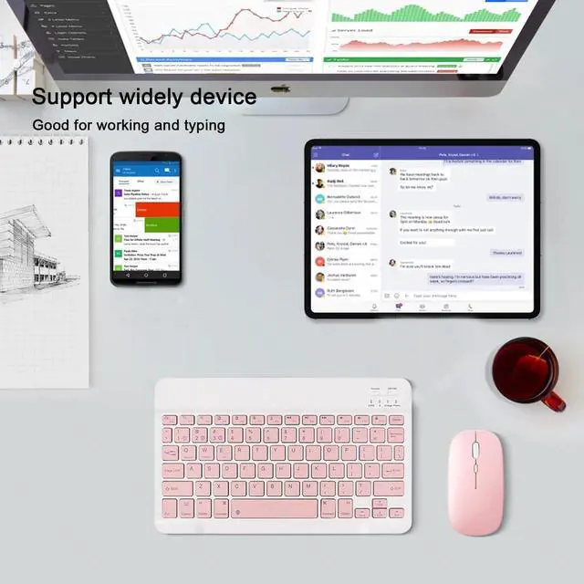Alt view image 3 of 7 - Bluetooth Keyboard and Mouse Combo for iPad, 10 inch Wireless Keyboard & Mouse, Ultra-Slim Portable Rechargeable Keyboard for iPad Pro Air Mini iPhone Samsung Tablet, iPhone15/14/13 Pro