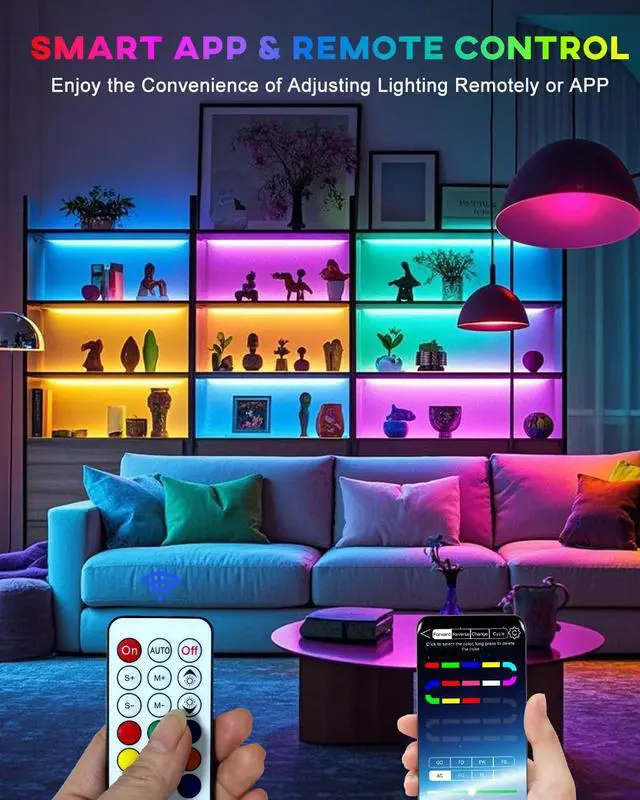 Alt view image 4 of 7 - 4 Pre-Cut RGB LED Strip Lights with App Remote Control, 5V USB