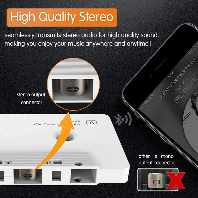 Alt view image 4 of 7 - Car Audio Bluetooth Cassette Receiver, Tape Player Bluetooth 5.0 Cassette to Aux Adapter