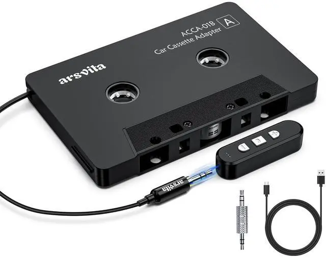 Main image of Car Audio Cassette to Aux Adapter, 5.1 Bluetooth Receiver Kit for Cassette to Aux, Bluetooth Receiver Compatible with 3.5 MM Auxillary Cable Tape, Black, Type BCAK04
