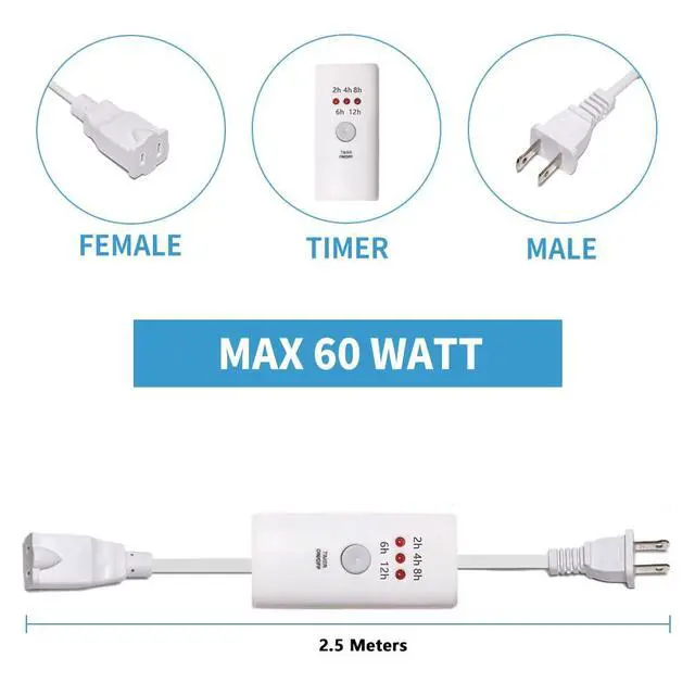 Alt view image 4 of 7 - HNB Auto Off Timer for Oil Wax Warmer Burner Indoor Small Appliances Timer Plug for Electrical Outlet 5 Timing Setting 12 Hours Timed Power Switch (timer5D2.5m1pc)