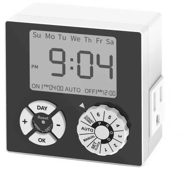Main image of Indoor Mechanical Outlet Timer, 3 Prong Timers for Electrical Outlets, 24-Hour Programmable Plug in Light Timer, ETL Listed (Digital, 1 Pack)