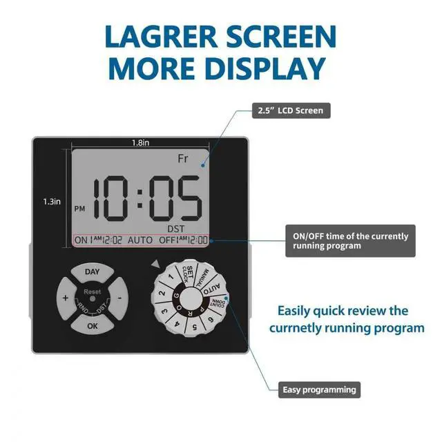 Alt view image 4 of 7 - Indoor Mechanical Outlet Timer, 3 Prong Timers for Electrical Outlets, 24-Hour Programmable Plug in Light Timer, ETL Listed (Digital, 1 Pack)